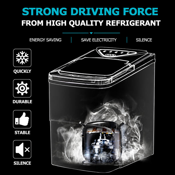 Portable Ice Maker – 15kg/24h Capacity, Fast Ice Making, 2L Water Tank, LED Display