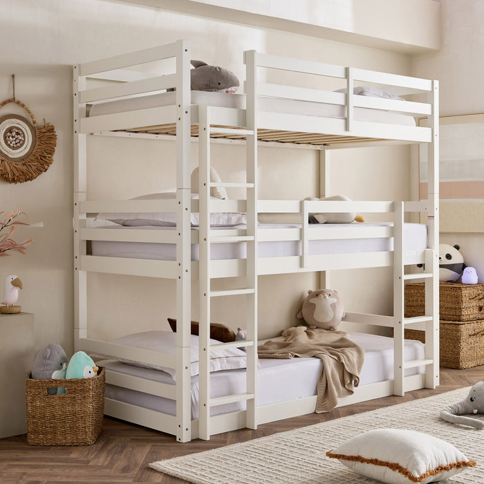 Vertical Space-Saver 3-in-1 Wooden Triple Sleeper Bed