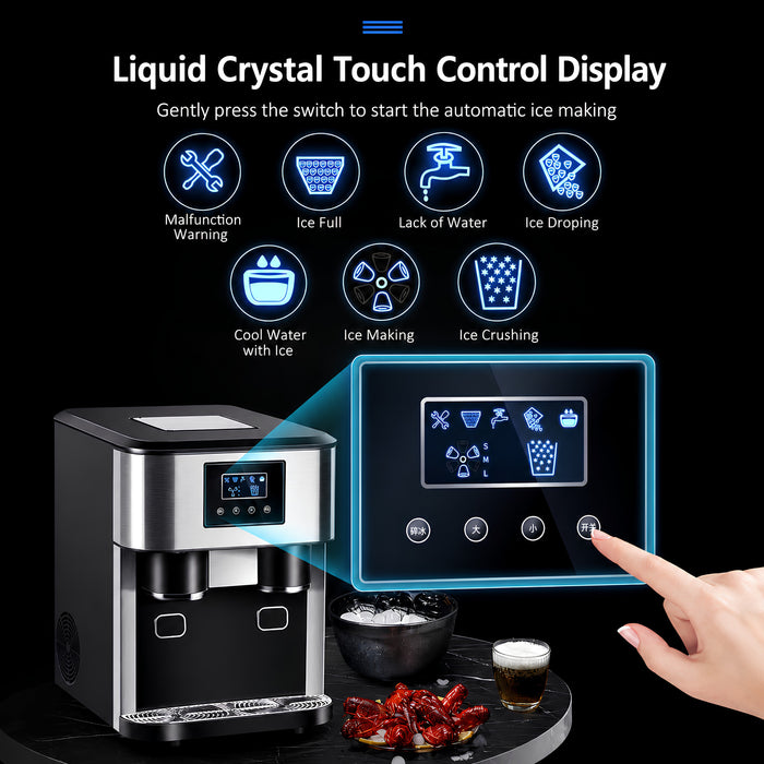 3-in-1 Ice Maker Machine – 18KG/24H Ice Cubes, Crushed Ice & Cold Water