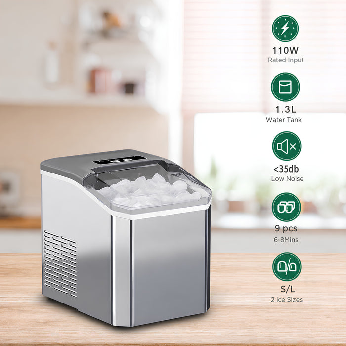 Portable Stainless Steel Ice Machine – 12kg/24H
