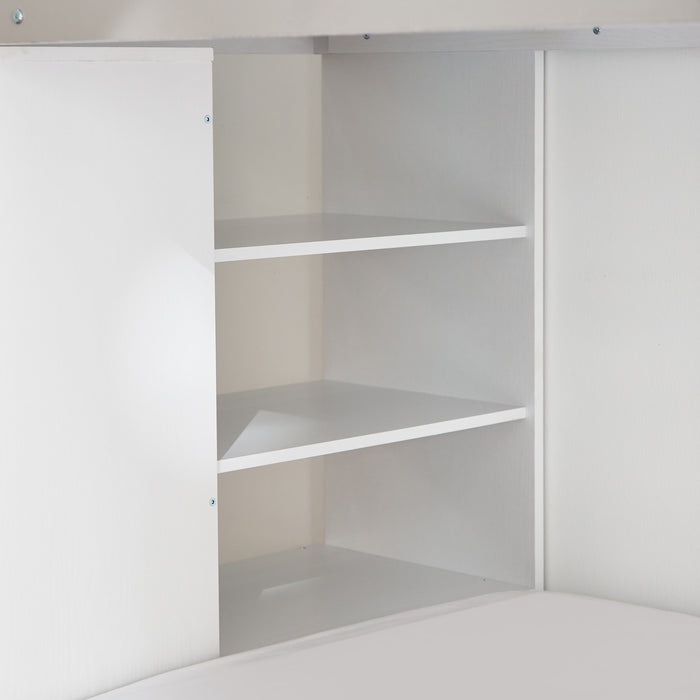 Modern Single Wooden Bunk Bed with Storage Shelves - 90x190 cm