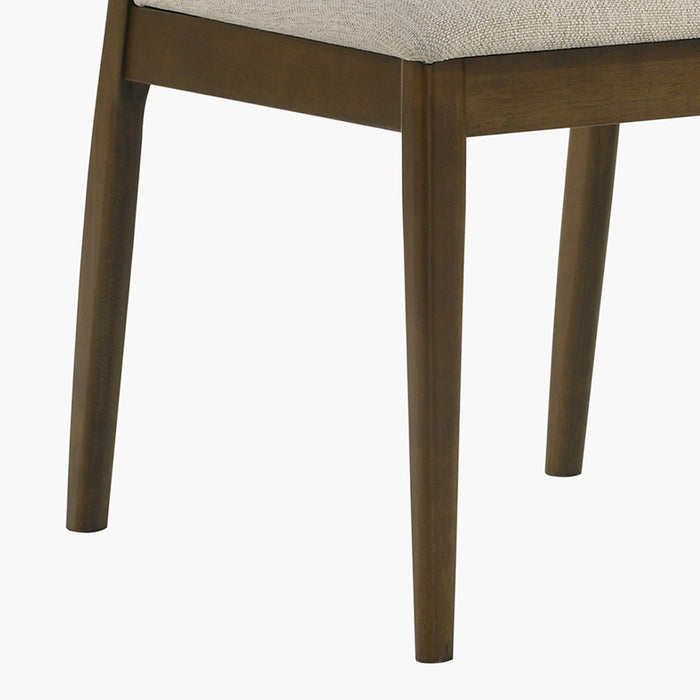 Nordic Solid Rubber Wood 6-Seater Dining Set with Upholstered Chairs