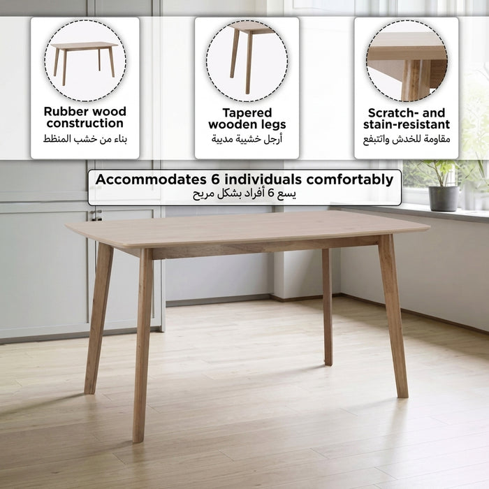 6-Seater Rectangular Dining Table Set with Wooden Chairs