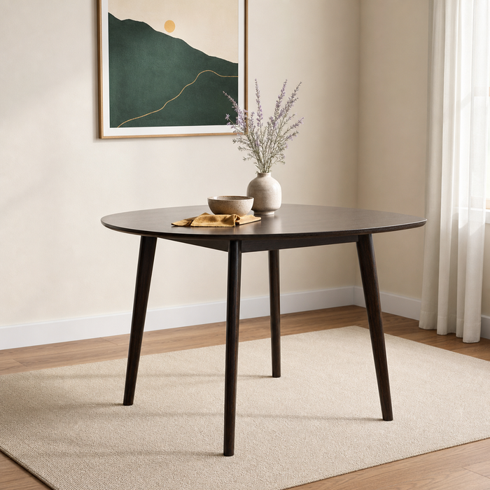 3-Seater Modern Rubber Wood Dining Set - Dark Wood Finish