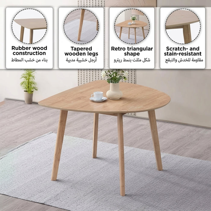 Scandinavian Triangular 3-Seater Dining Set with Upholstered Chairs