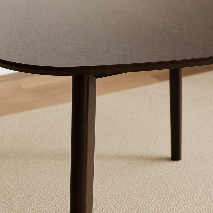 3-Seater Modern Triangular Dining Set - Dark Wood Finish