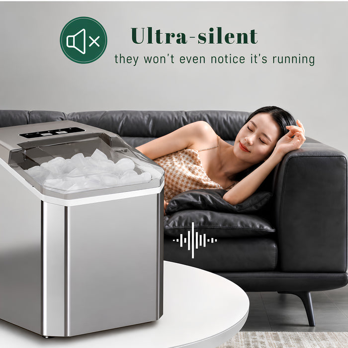 Portable Stainless Steel Ice Machine – 12kg/24H