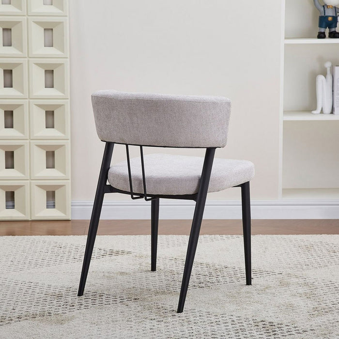 Modern Walnut Finish 6-Seater Dining Set with Upholstered Chairs