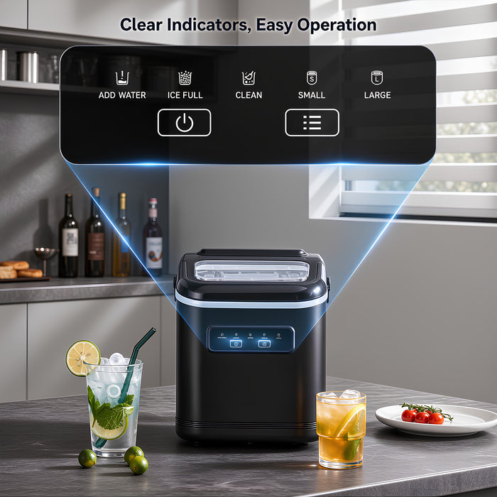 15KG/24H Portable Ice Maker 2 Sizes Bullet Ice with Self-Cleaning