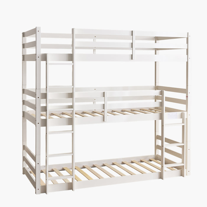 Vertical Space-Saver 3-in-1 Wooden Triple Sleeper Bed