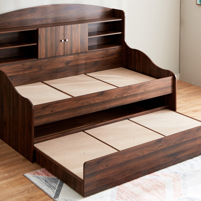 Cooper 90x190 cm Single Cabin Bed with Trundle – Oak Brown / Soft Beige