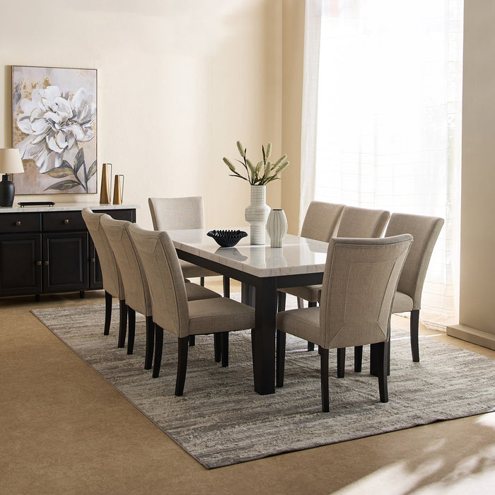 Luxury Marble Top 8-Seater Dining Set with Upholstered Chairs