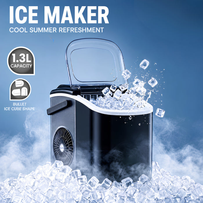Portable Ice Maker – 15kg/24h Capacity, Fast Ice Making, 2L Water Tank, LED Display