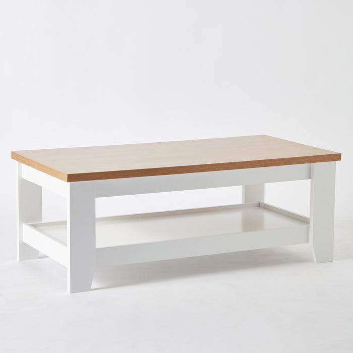 Wooden Coffee Table with Bottom Storage Shelf